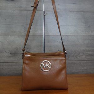 Michael Kors Brown Leather Crossbody Shoulder Bag Wallet Purse